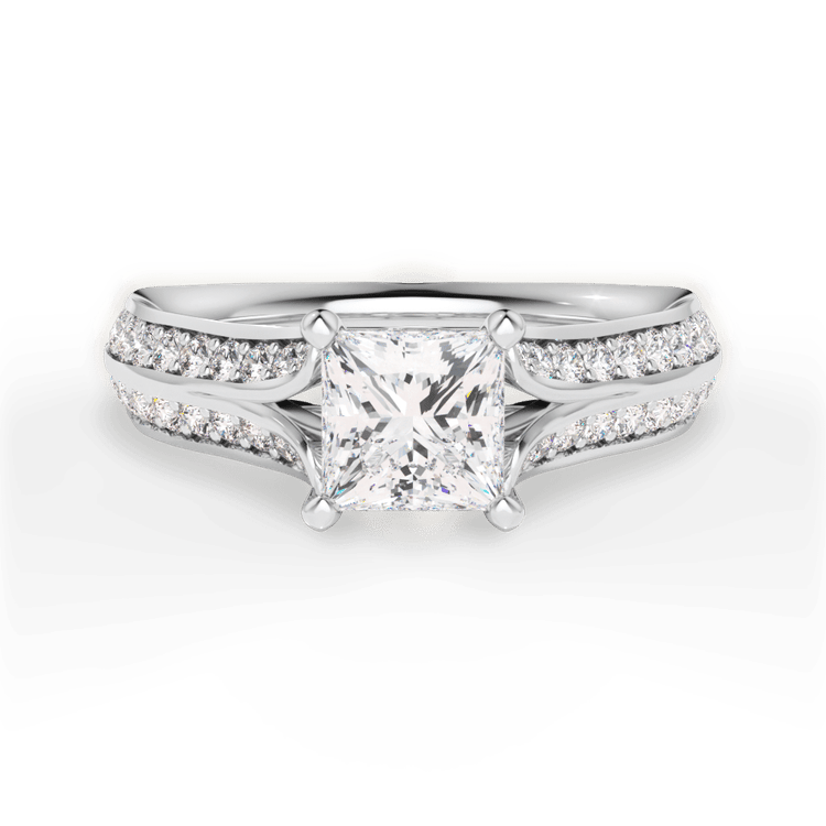 Split Pavé Diamond Band Engagement Ring