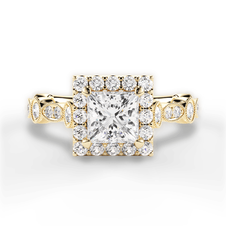 Round & Marquise Diamond Halo Engagement Ring