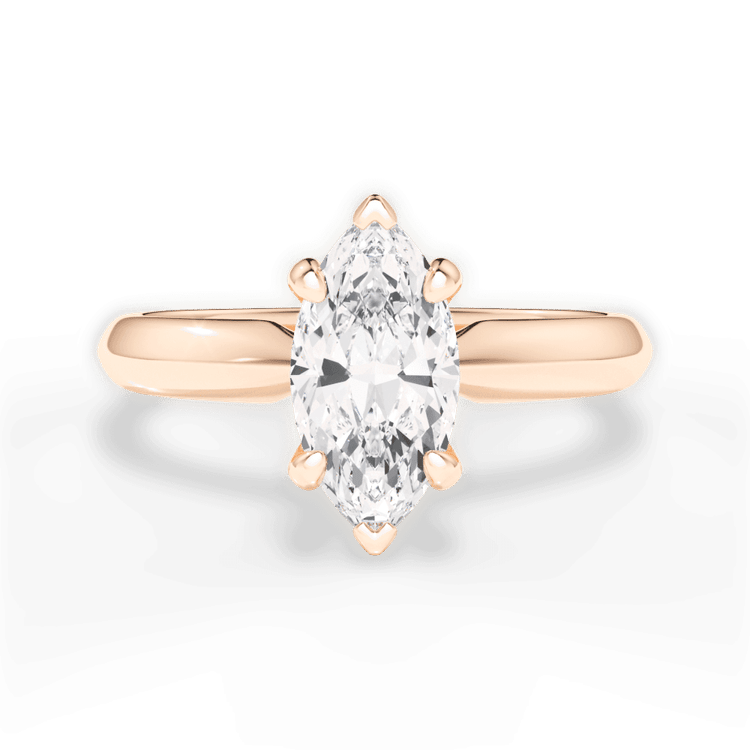 The Kora Marquise Cut 18kt Rose Gold Solitaire Knife-Edge Engagement Ring