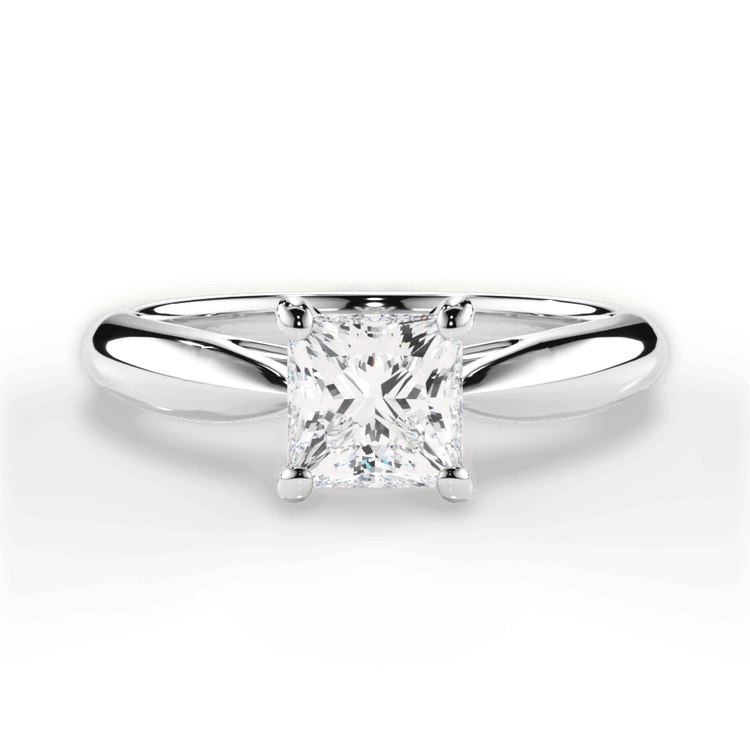 Two-Tone Tapered Cathedral Solitaire Engagement Ring / 0.21 Carat Princess Lab Diamond