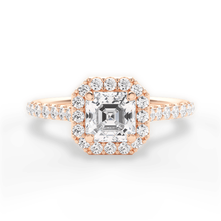 French-set Halo Diamond Band Engagement Ring
