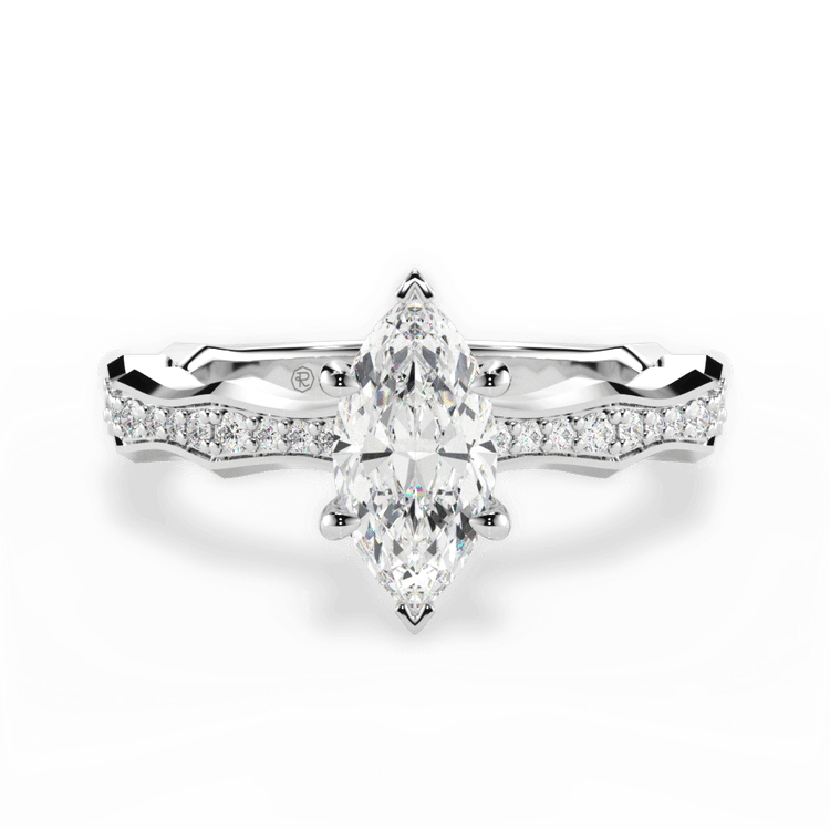 The Ruby Marquise Cut 14kt White Gold Pave Bamboo Diamond Engagement Ring