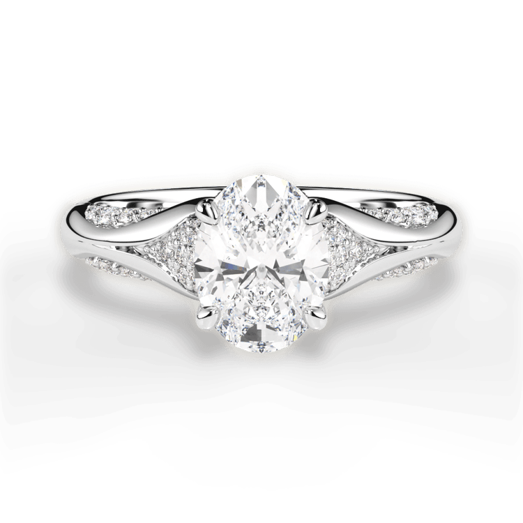 Micropavé Diamond Petal Engagement Ring / 6.01 Carat Oval Yellow Diamond