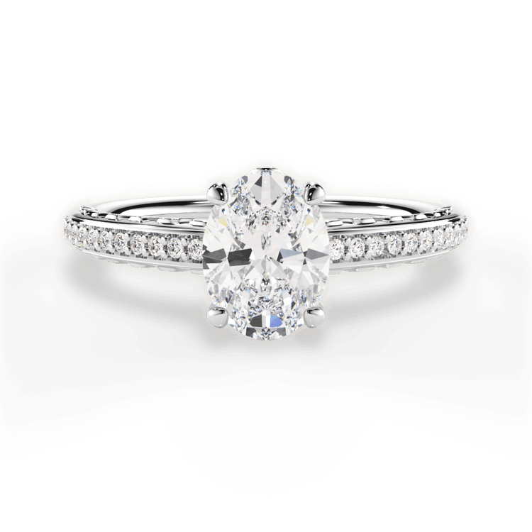 Engraved Diamond Engagement Ring / 6.01 Carat Oval Yellow Diamond