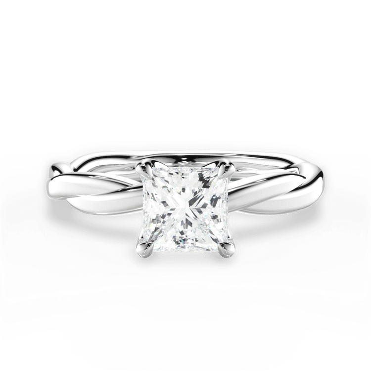 Twisted Solitaire Diamond Engagement Ring / 2.01 Carat Princess Diamond