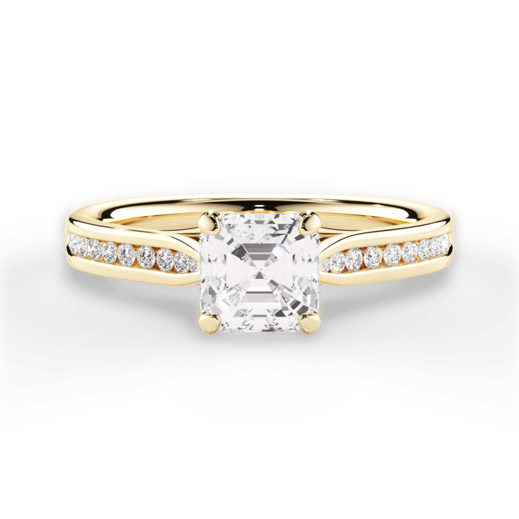 The Imani Asscher Cut 18kt Yellow Gold Channel-Set Diamond Engagement Ring