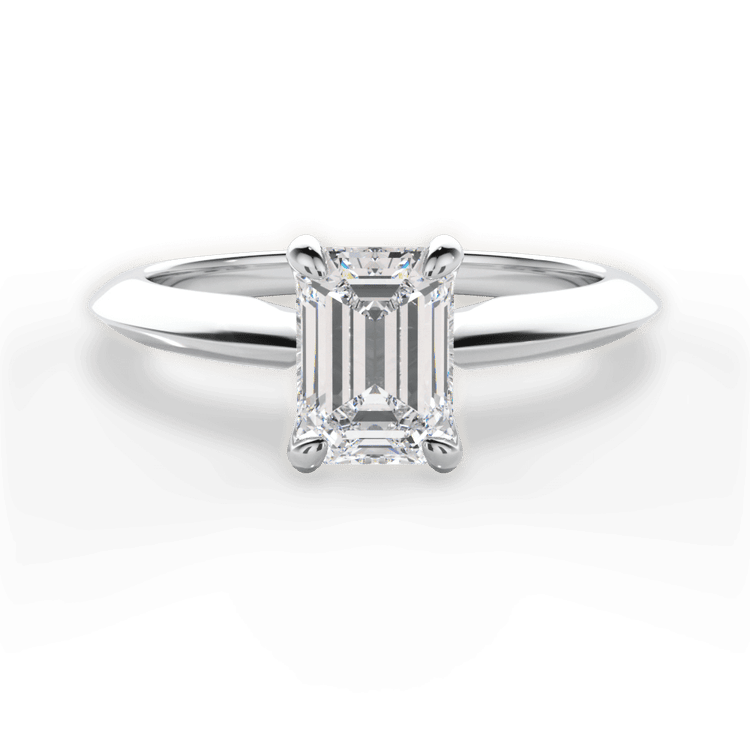 Two-Tone Solitaire Diamond Knife-edge Engagement Ring With Surprise Diamonds