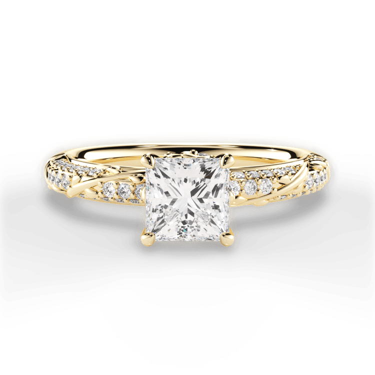 Three-Row Diamond Vine Engagement Ring with Diamond Gallery