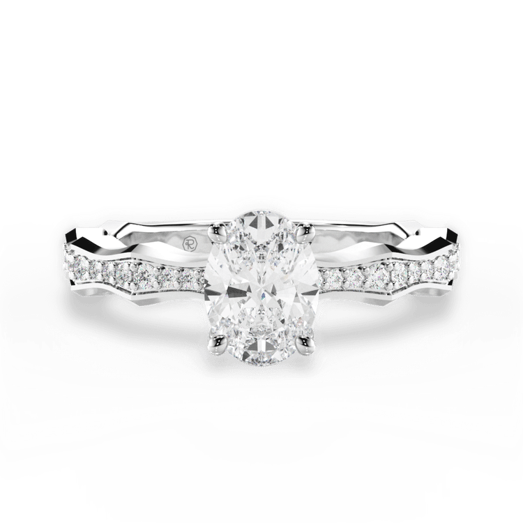 The Ruby Oval Cut 14kt White Gold Pave Bamboo Diamond Engagement Ring