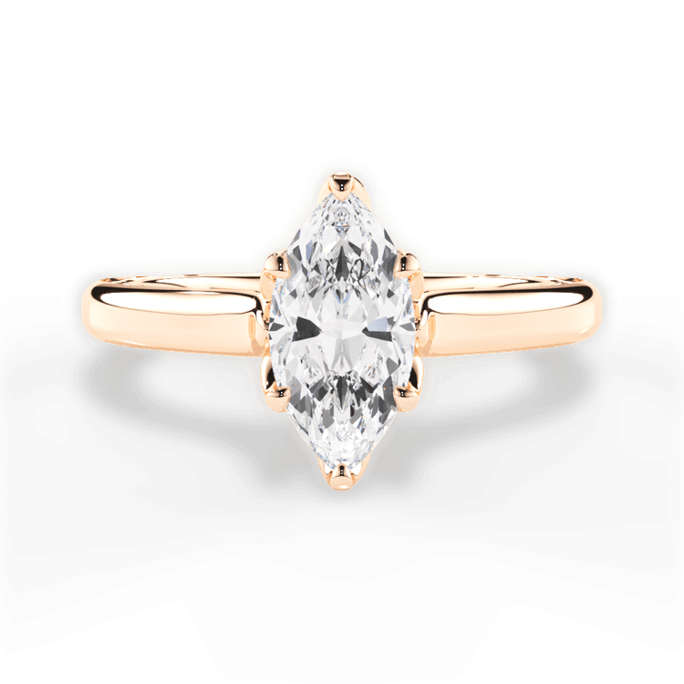 The Kenzie Marquise Cut 18kt Rose Gold Solitaire Diamond Braided Engagement Ring