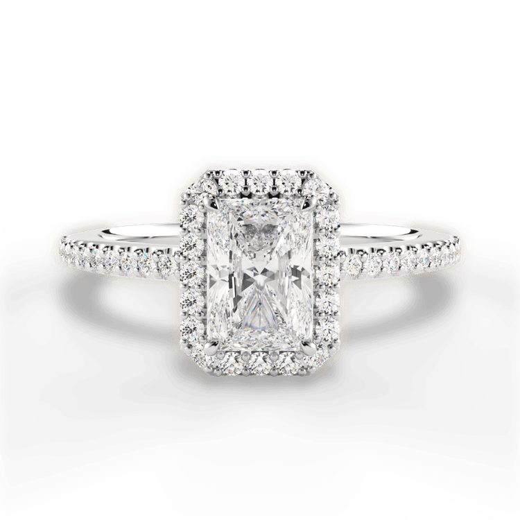 French-Set Halo Diamond Gallery Engagement Ring