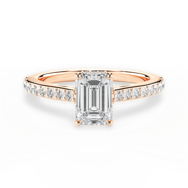 The Suri Emerald Cut 18kt Rose Gold Hidden Halo Diamond Engagement Ring