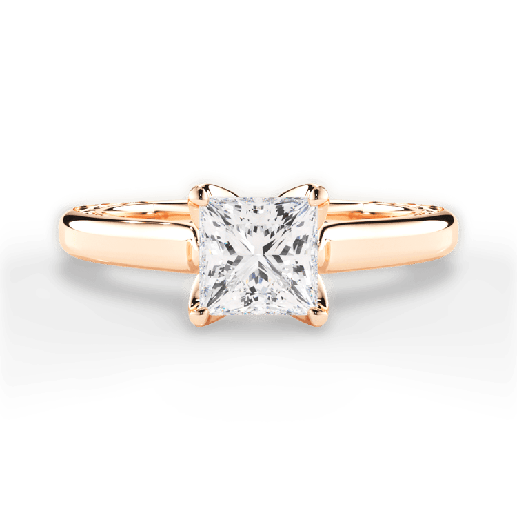 The Kenzie Princess Shaped 18kt Rose Gold Solitaire Diamond Braided Engagement Ring