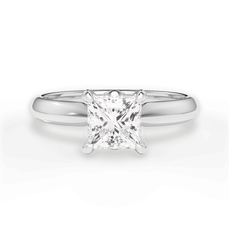 Two-Tone Solitaire Diamond Knife-edge Engagement Ring With Surprise Diamonds / 2.01 Carat Princess Diamond