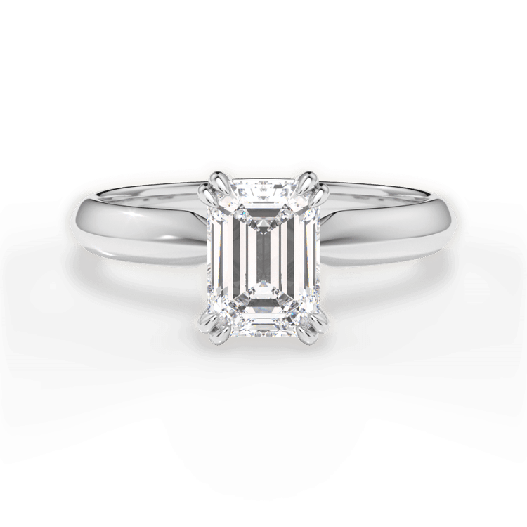 Two-Tone Solitaire Diamond Knife-edge Tulip Engagement Ring