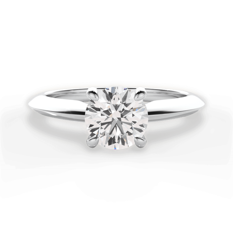 Two-Tone Solitaire Diamond Knife-edge Engagement Ring With Surprise Diamonds / 1.32 Carat Round Pink Lab Diamond