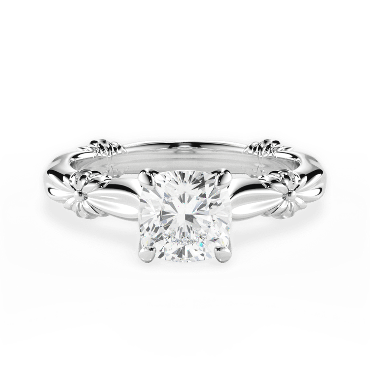 Ribbon Solitaire Engagement Ring / 1.01 Carat Cushion Diamond