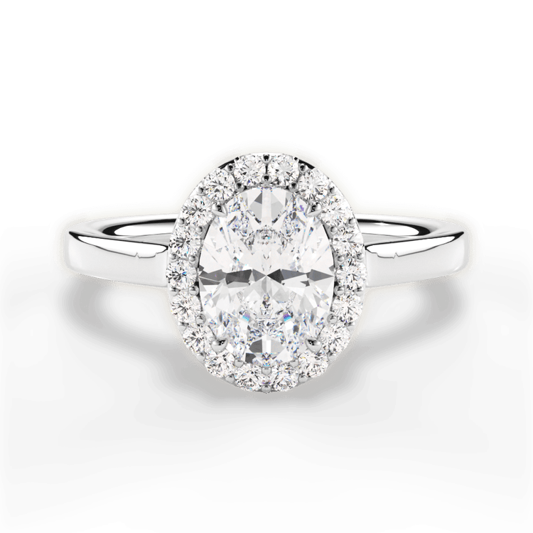 Plain Band French-Set Halo Engagement Ring / 6.01 Carat Oval Yellow Diamond