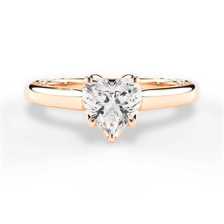 The Kenzie Heart Shaped 18kt Rose Gold Solitaire Diamond Braided Engagement Ring