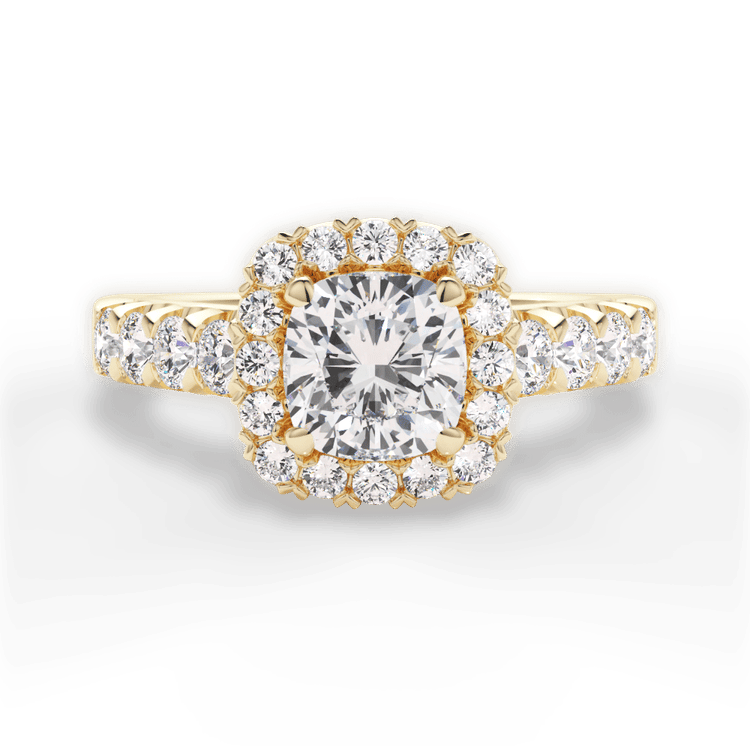 The Rafi Cushion Cut 18kt Yellow Gold Masterwork Cushion Halo Diamond Band Engagement Ring