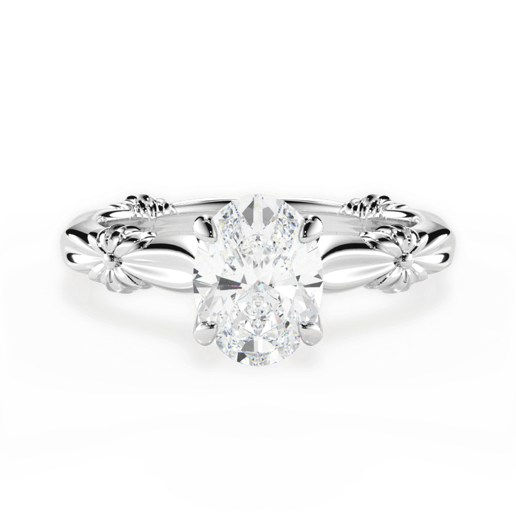 The Nora Oval Cut 14kt White Gold Ribbon Solitaire Engagement Ring
