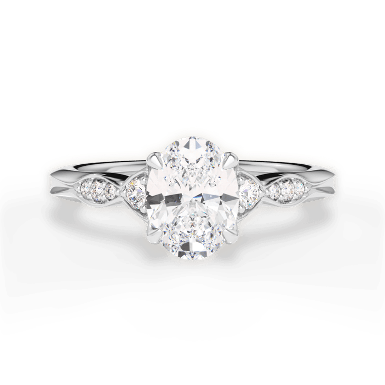 Vintage Diamond Accent Engagement Ring / 6.01 Carat Oval Yellow Diamond