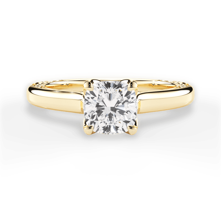 The Kenzie Cushion Cut 18kt Yellow Gold Solitaire Diamond Braided Engagement Ring