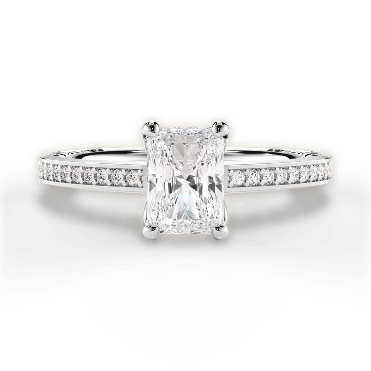 Lattice Micropavé Diamond Band Engagement Ring
