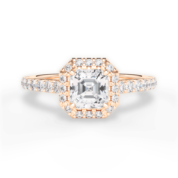 Classic French-set Halo Diamond Band Engagement Ring