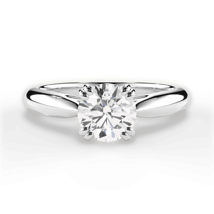 Two-Tone Solitaire Diamond Tulip Cathedral Engagement Ring / 0.51 Carat Round Diamond