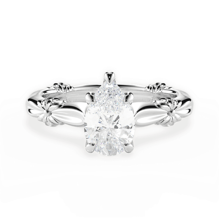 The Nora Pear Cut Platinum Ribbon Solitaire Engagement Ring