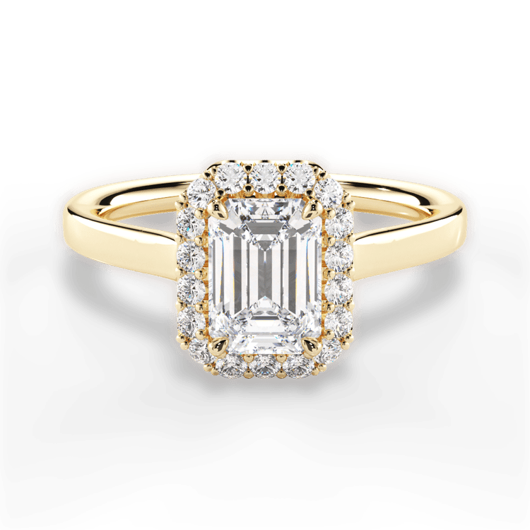 Plain Band French-Set Halo Engagement Ring