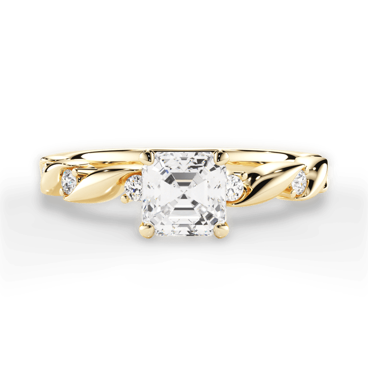 The Zariah Asscher Cut 18kt Yellow Gold Coil Twist Diamond Engagement Ring
