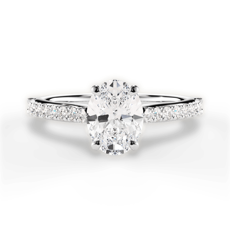 French-set Diamond Band Engagement Ring With Surprise Diamonds / 6.01 Carat Oval Yellow Diamond