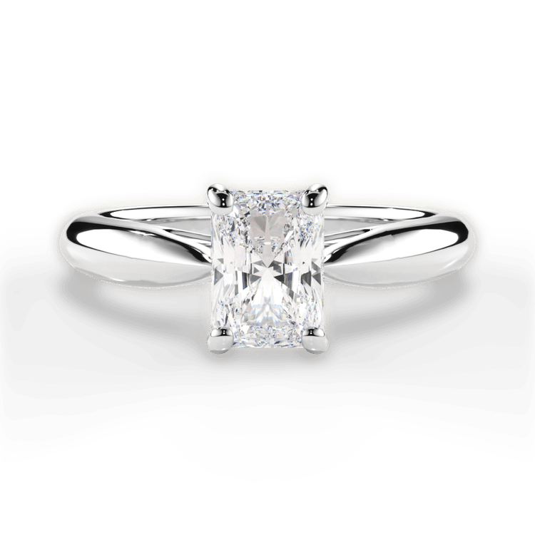 Two-Tone Tapered Cathedral Solitaire Engagement Ring / 2.01 Carat Radiant Lab Diamond