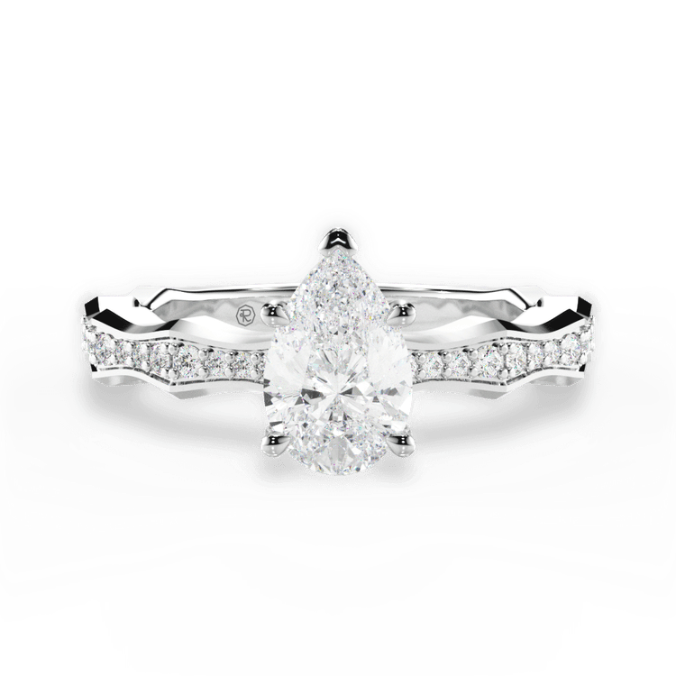 The Ruby Pear Cut 14kt White Gold Pave Bamboo Diamond Engagement Ring