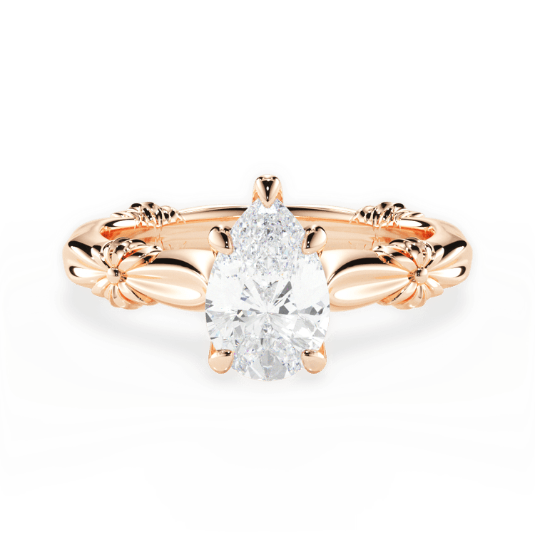 The Nora Pear Cut 18kt Rose Gold Ribbon Solitaire Engagement Ring