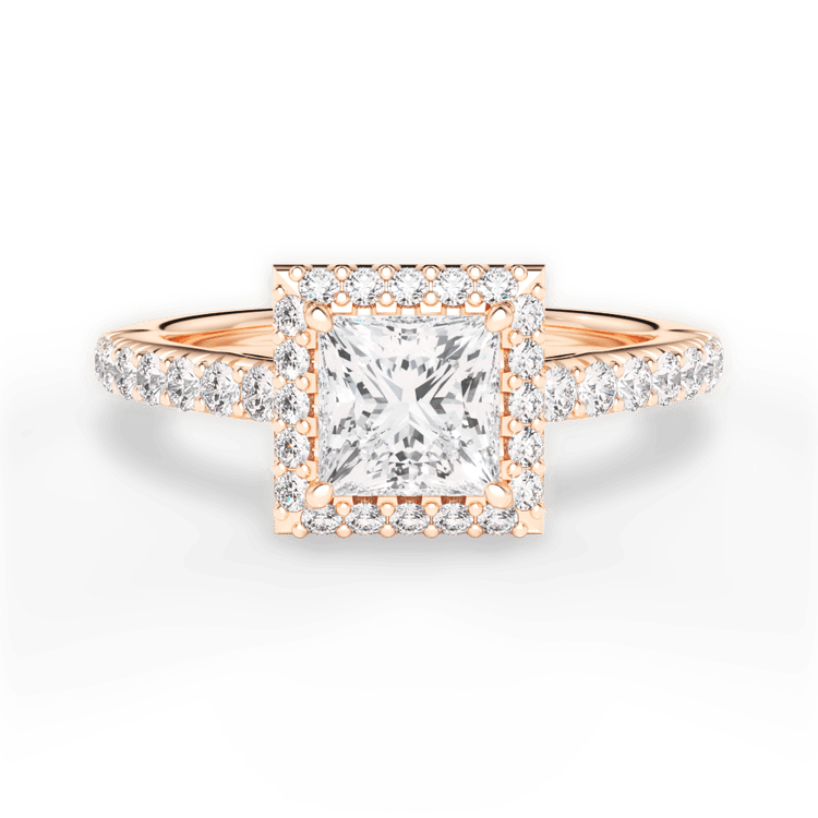 Classic French-set Halo Diamond Band Engagement Ring