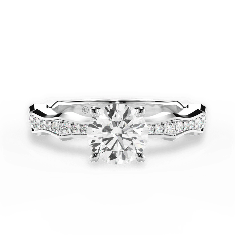 The Ruby Round Cut 14kt White Gold Pave Bamboo Diamond Engagement Ring