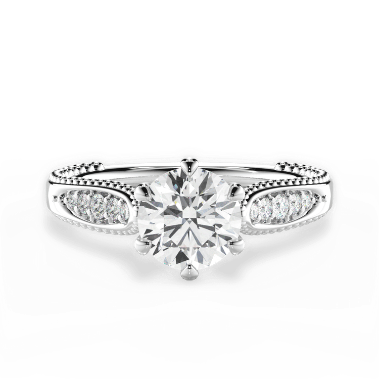 Diamond Encrusted Six-Prong Engagement Ring