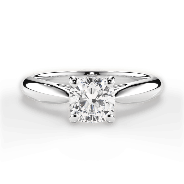Two-Tone Tapered Cathedral Solitaire Engagement Ring / 0.52 Carat Cushion Diamond
