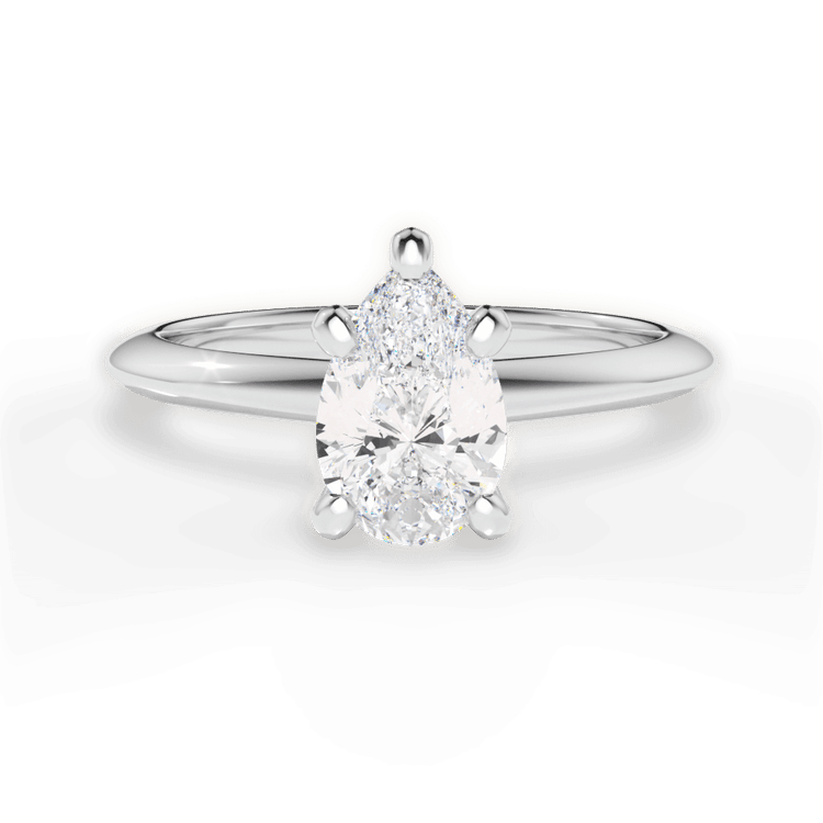Solitaire Knife-Edge Engagement Ring / 0.54 Carat Pear Lab Diamond