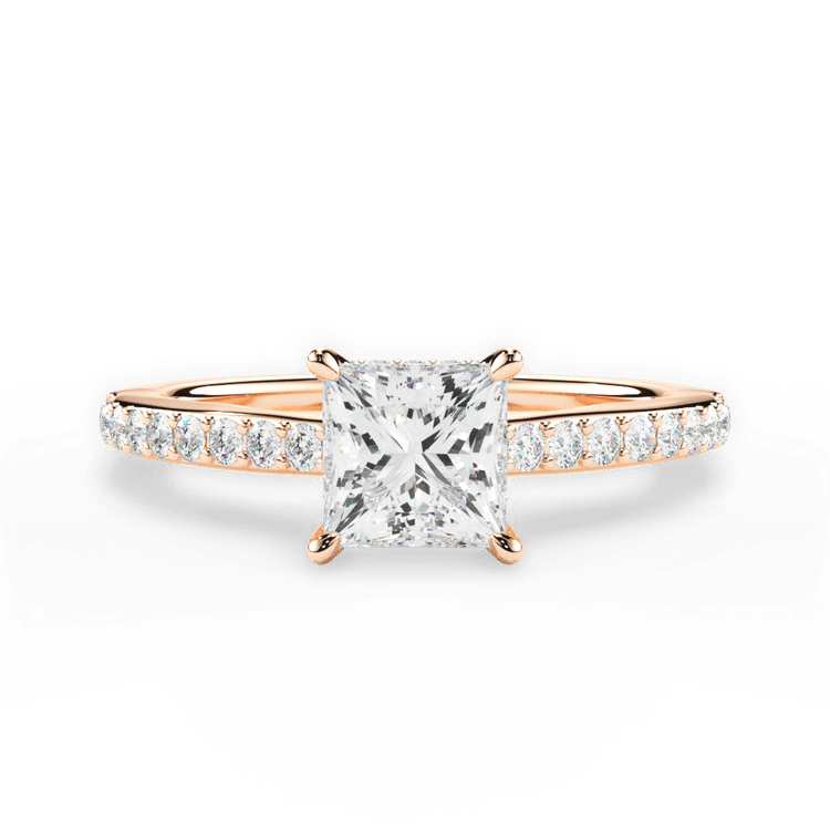 The Suri Princess Shaped 18kt Rose Gold Hidden Halo Diamond Engagement Ring