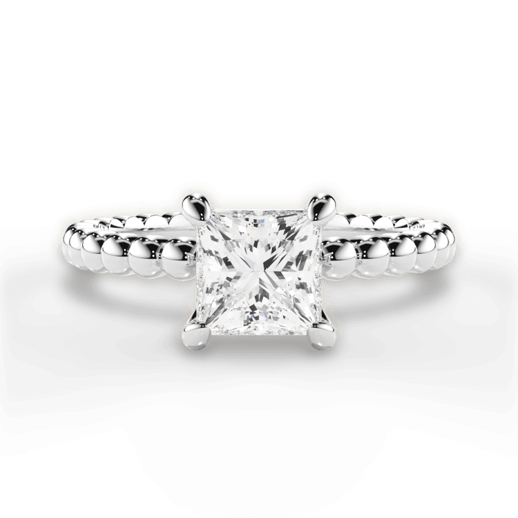 Solitaire Diamond Beaded Engagement Ring With Surprise Diamonds
