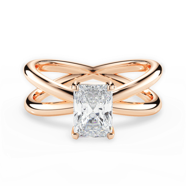 Split Double Band Solitaire Engagement Ring