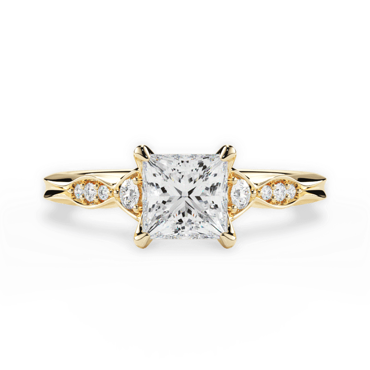 Vintage Diamond Accent Engagement Ring / 2.01 Carat Princess Diamond