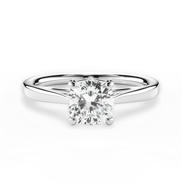 Modern Solitaire Engagement Ring / 3.13 Carat Cushion Lab Diamond
