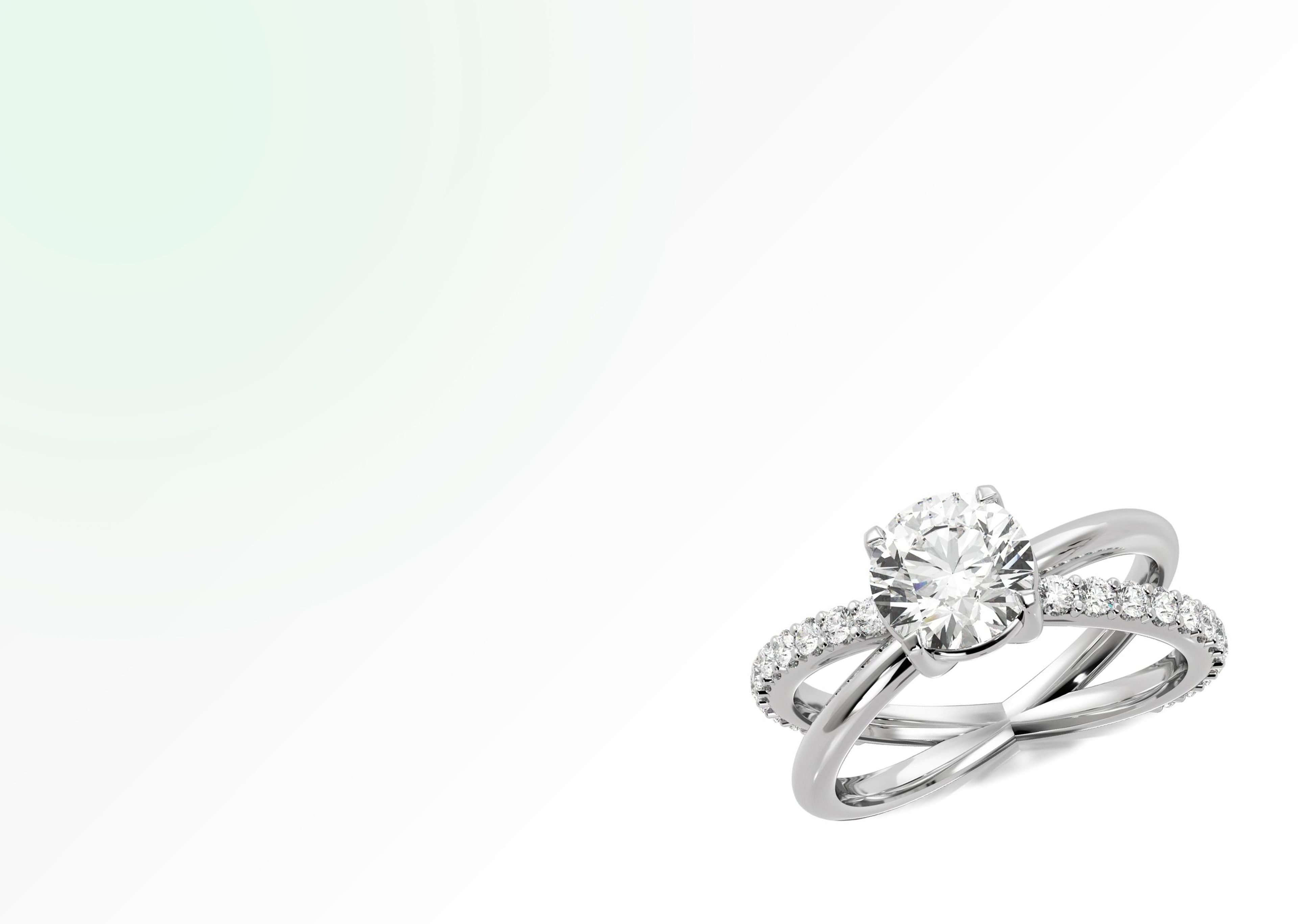 Modern open band diamond engagement ring