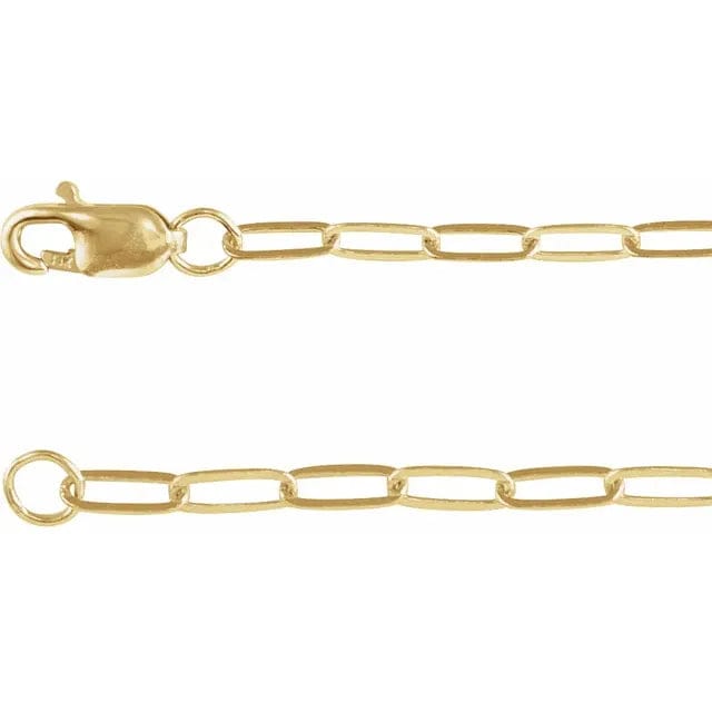 14kt Yellow Gold 2.1mm Paperclip Charm Necklace Chain