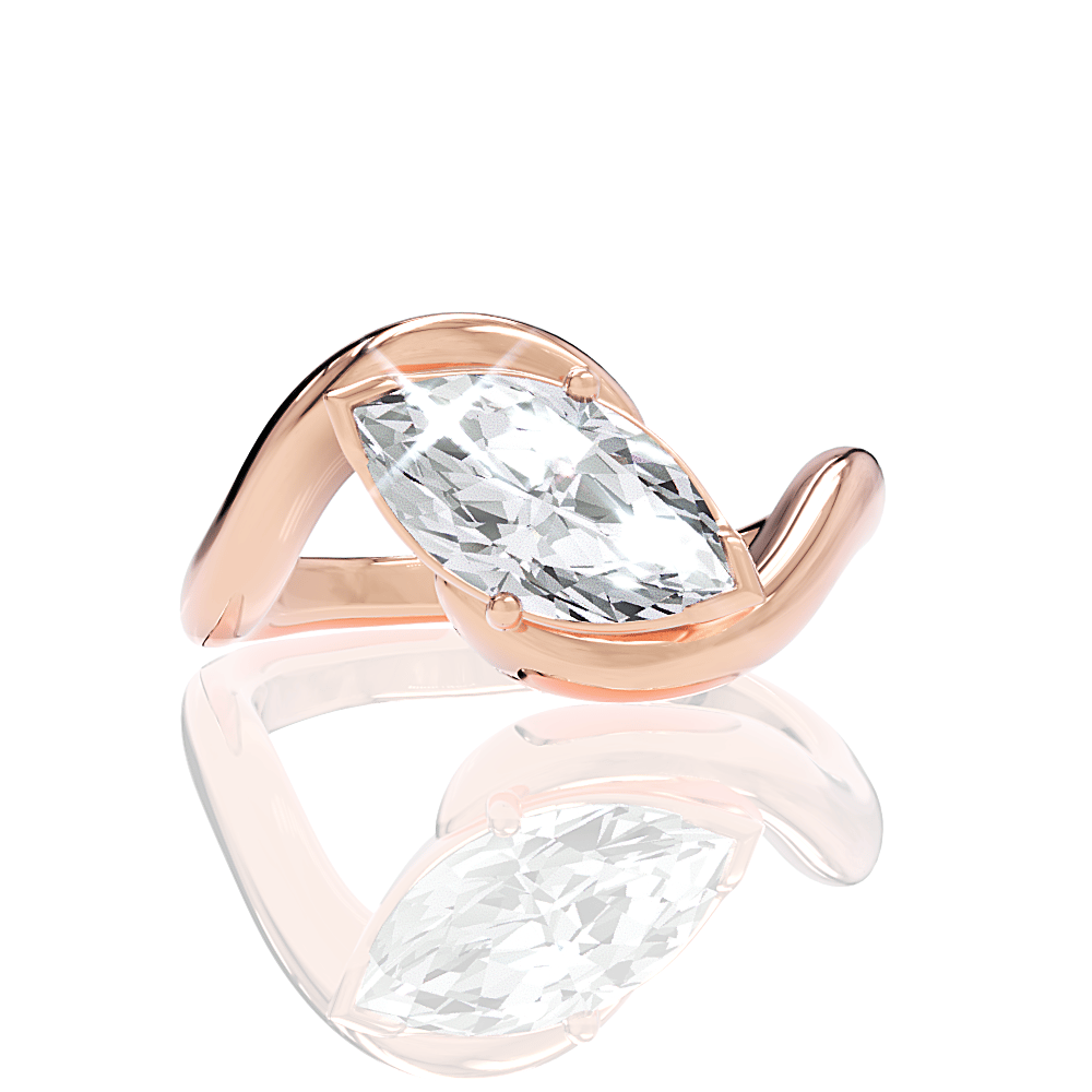 The Amaya Marquise Cut 18kt Rose Gold Bezel-Set Solitaire Engagement Ring